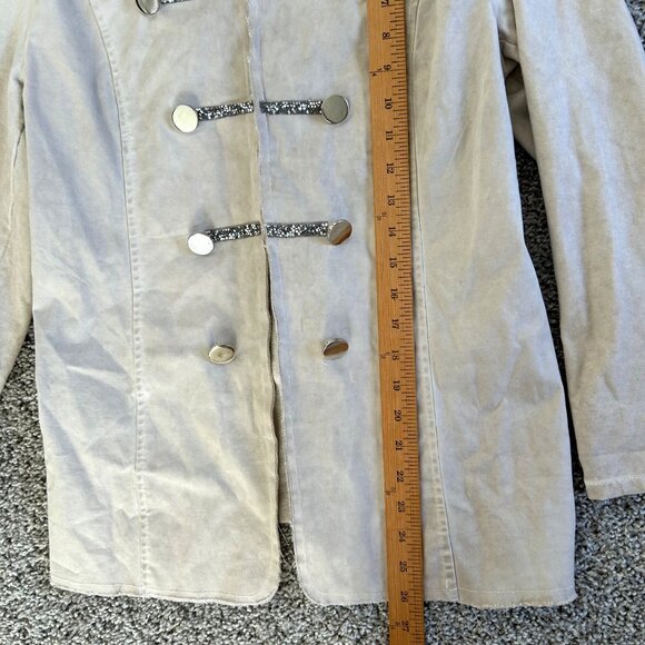 Womens Sz L/XL Ivory Military-Style Jacket With Decorative Buttons - Picture 6 of 10